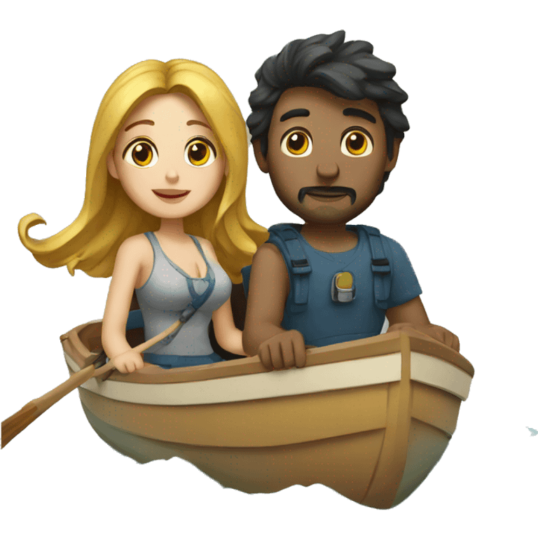 Couple in zodiac boat emoji