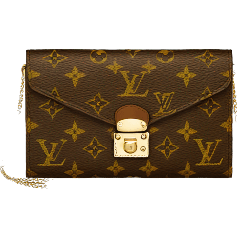 Louis Vuitton long wallet with chain attached and leather strap attached  emoji