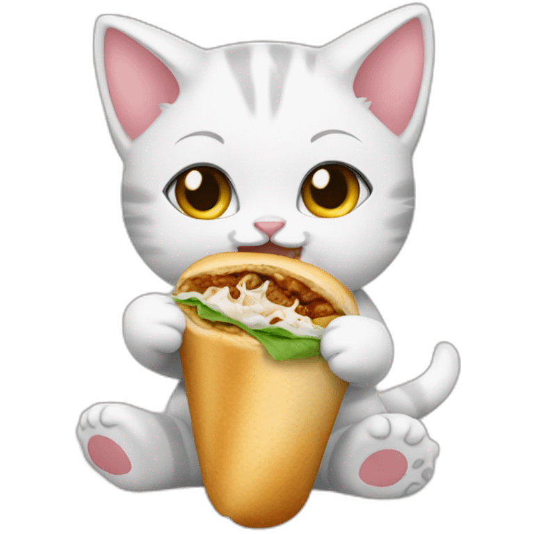 kitten eating shawarma roll emoji