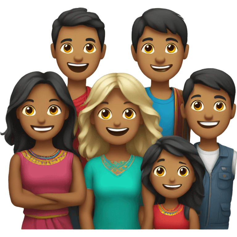 happy peruvian group of friends emoji