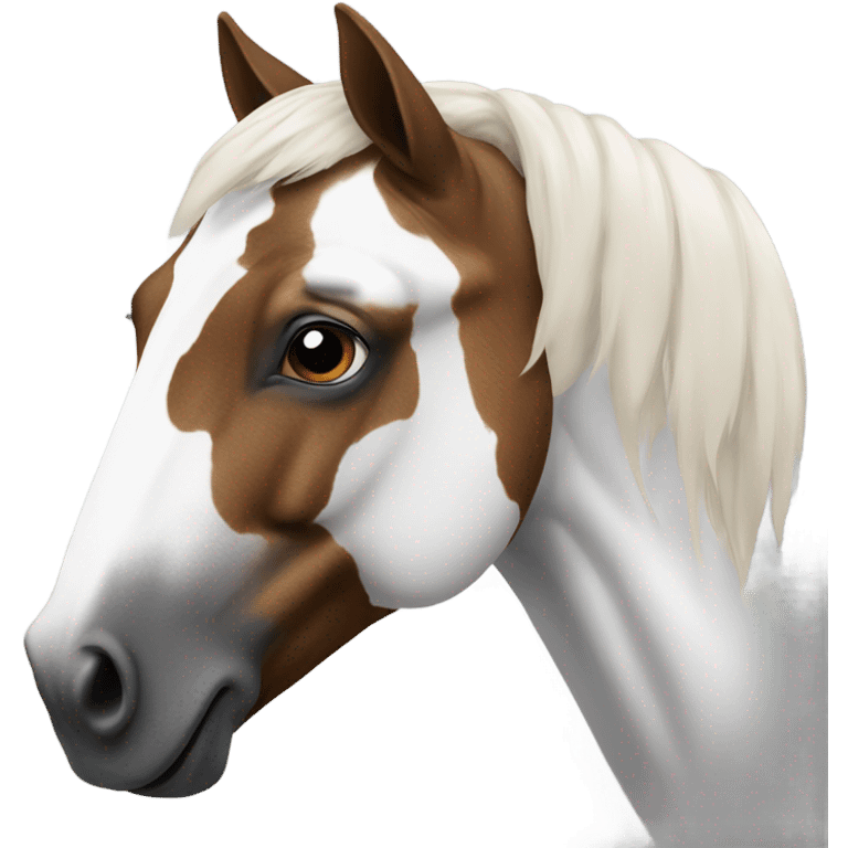 White, brown and black horse  emoji