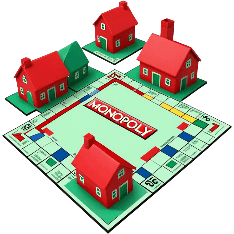 Monopoly Green and red houses emoji