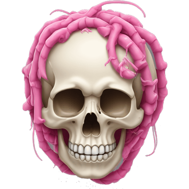 Skull with pink worms on top emoji