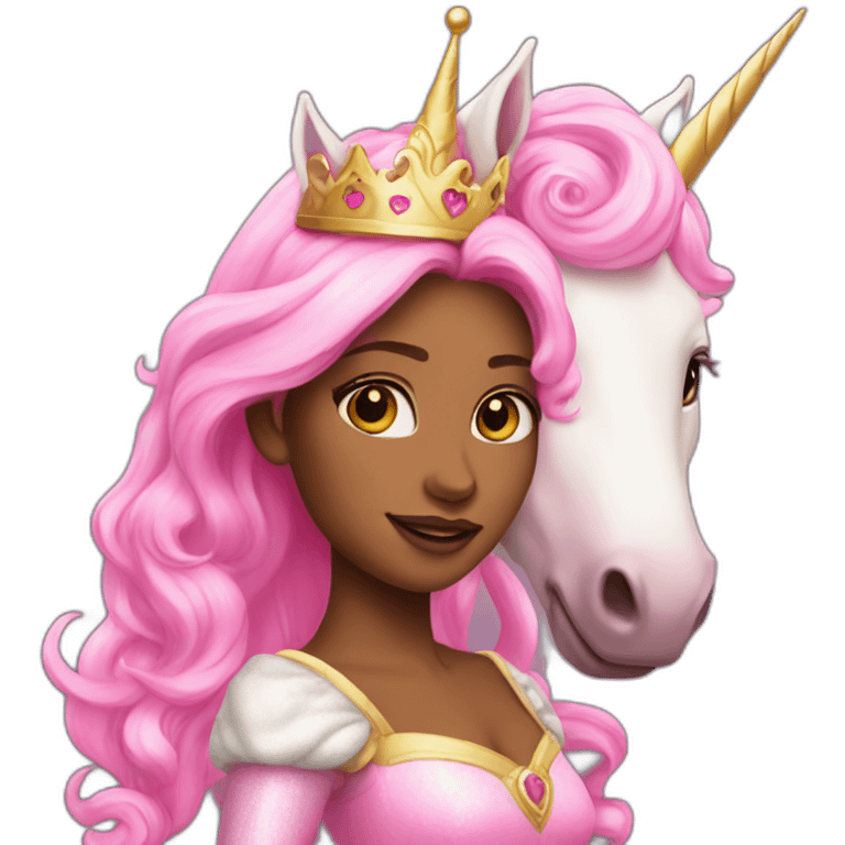 Princess in pink at an unicorn emoji