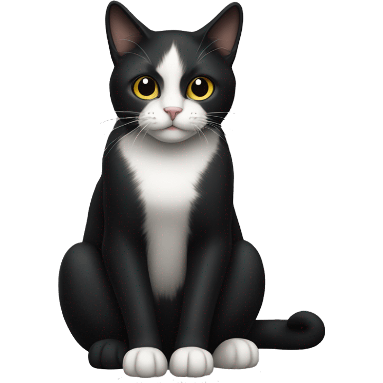 black cat with white chest sitting emoji