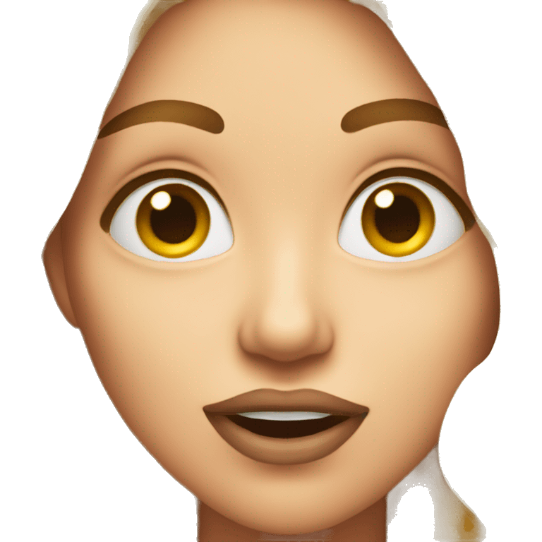 Woman with eyes looking up mouth open and blushing emoji