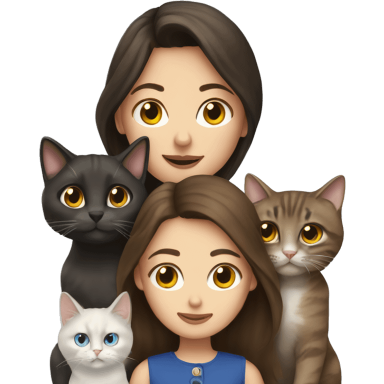 Two brunettes with two British cats emoji