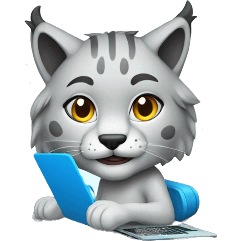 A blue lynx with a laptop emoji