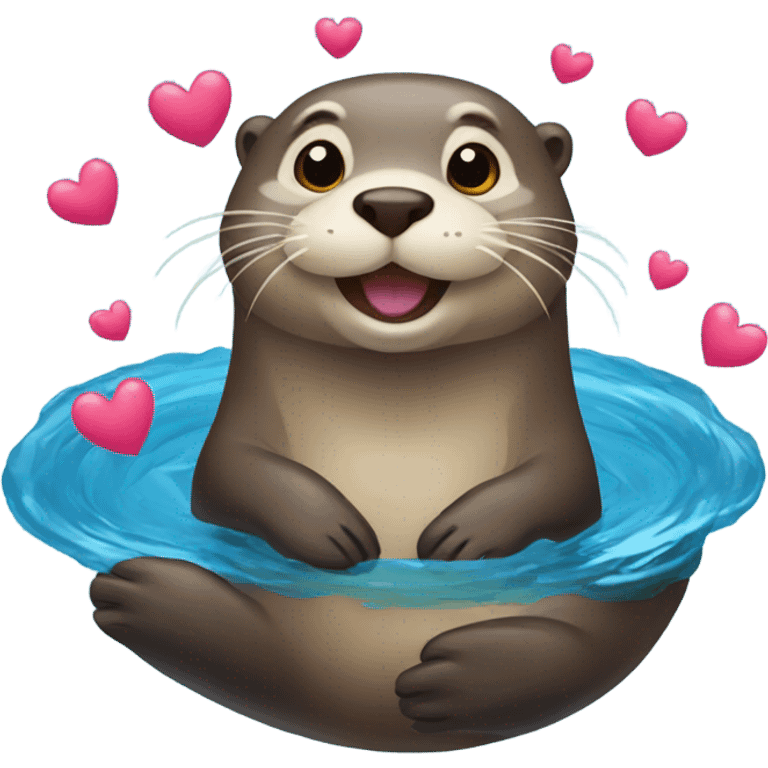 Otter with hearts emoji