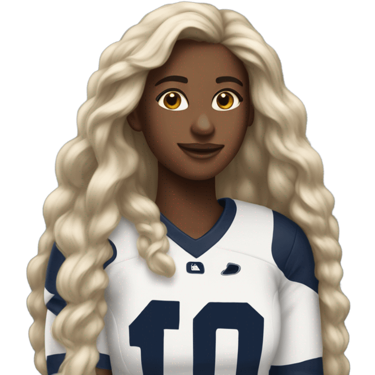 b rown girl with long hair penn state jersey emoji