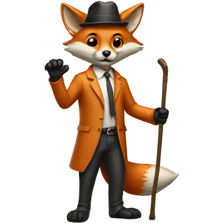 fox with a cane in hand emoji