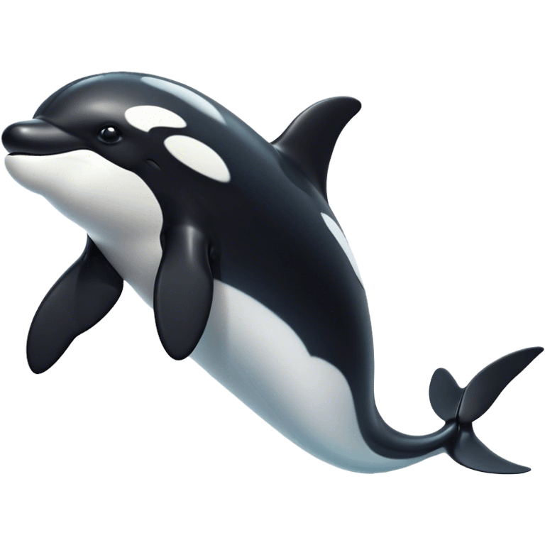 Cinematic Noble orca Portrait Emoji, Poised and majestic, with a sleek, streamlined black-and-white body, piercing intelligent eyes, and a powerful, commanding presence, Simplified yet sharp and sophisticated features, highly detailed, glowing with a soft oceanic radiance, high shine, intelligent and formidable, stylized with an air of deep-sea dominance, focused and alert, soft glowing outline, capturing the essence of an apex predator that appears ready to surge out of the waves with effortless authority! emoji