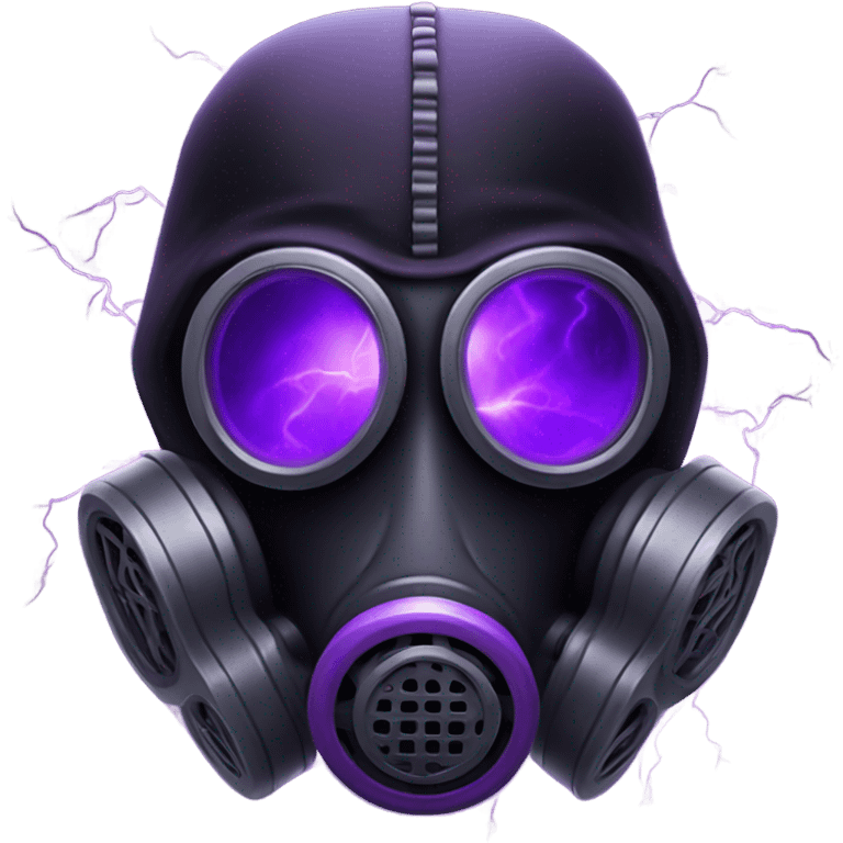 a BLACK gask mask and a purple lightning emoji