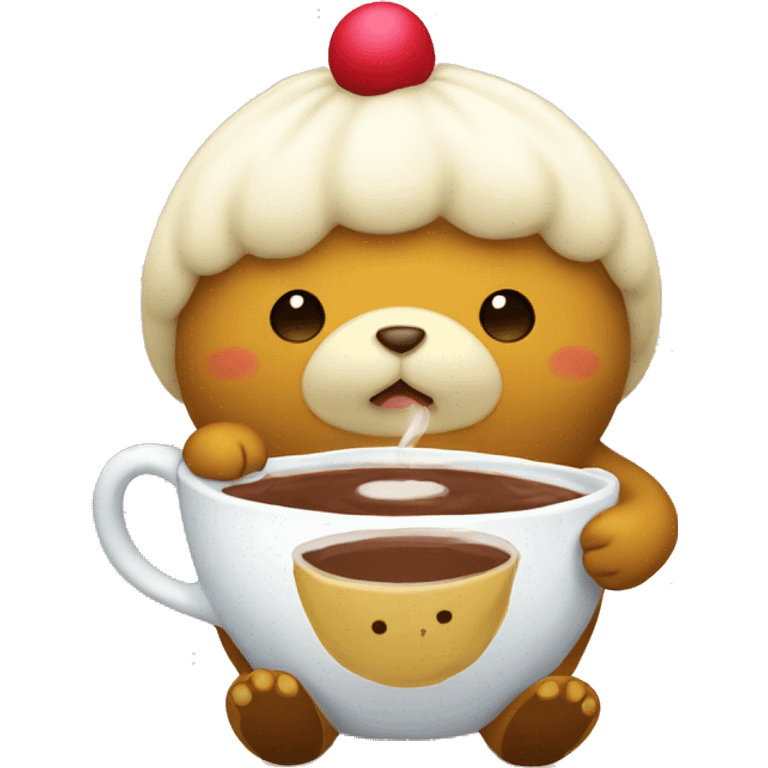 Pompompurin holding a hot chocolate  emoji