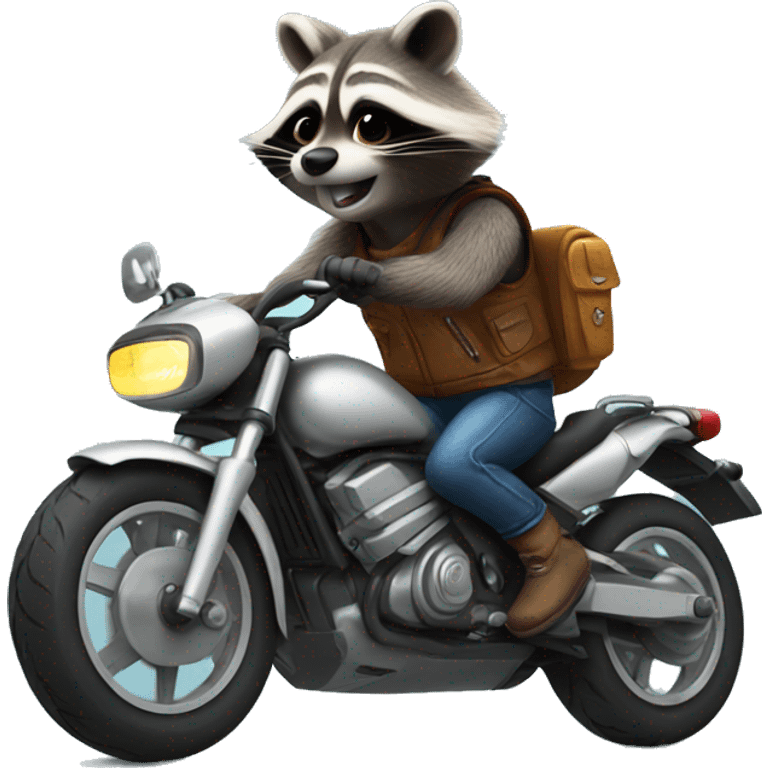 Raccoon on motorbike emoji