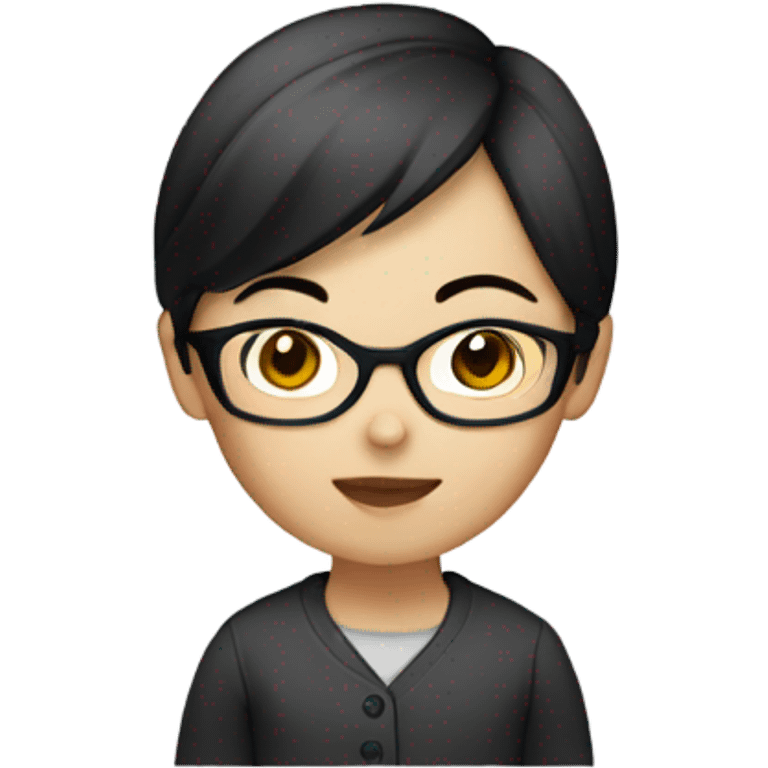 An Asian female developer with short brown-black hair and round glasses emoji