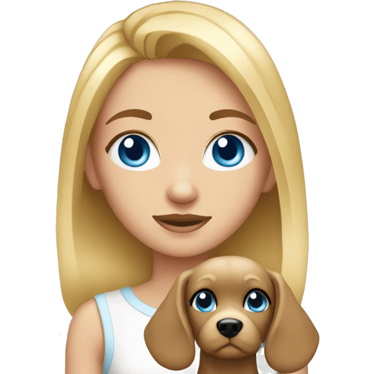 Girl with dog blue eyes blonde emoji