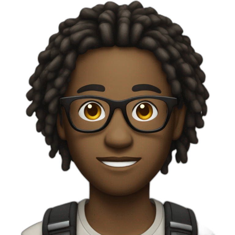 Young Black male film Photographer with glasses with dreadlocks emoji