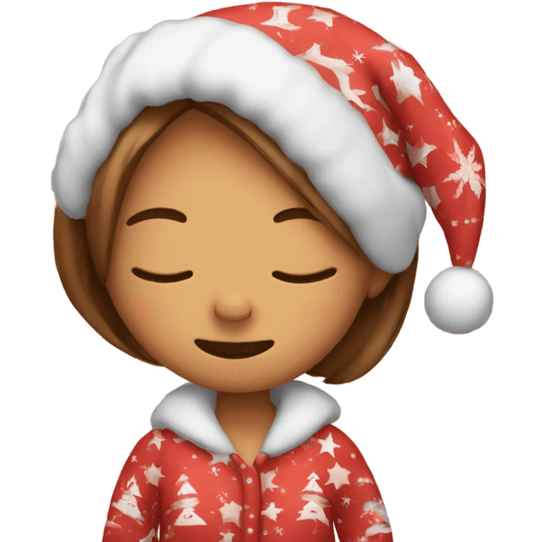 girl in christmas pajamas sleeping emoji