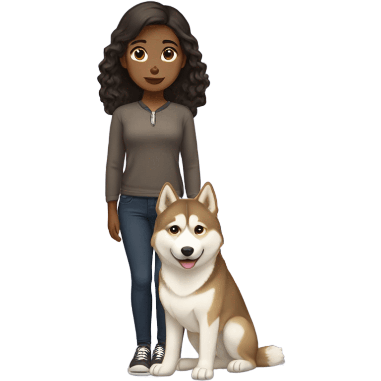 A girl Dark brown  hair next to a light dorée  Husky emoji