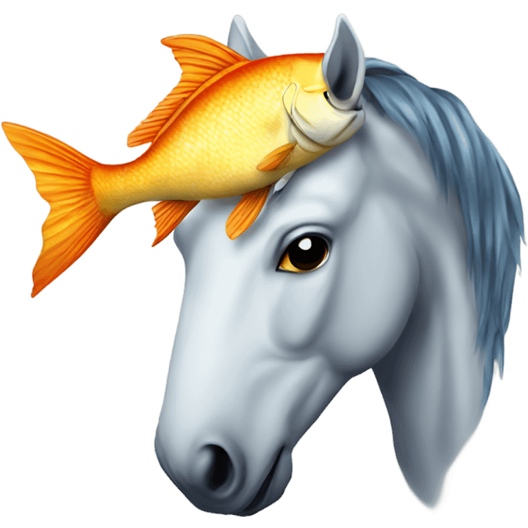 Horse with fish on head emoji