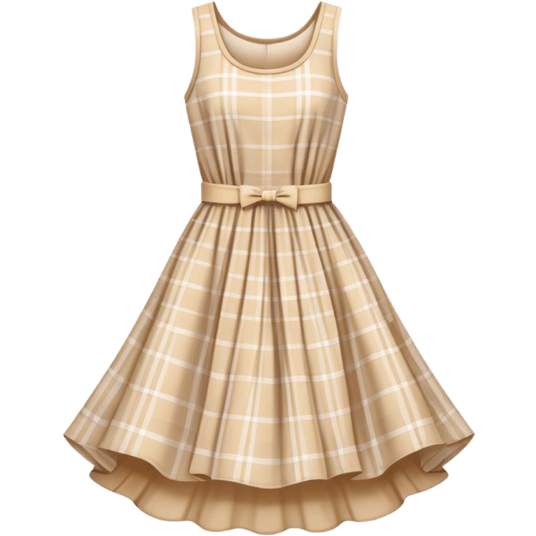 pastel beige plaid spring dress floating in the air emoji