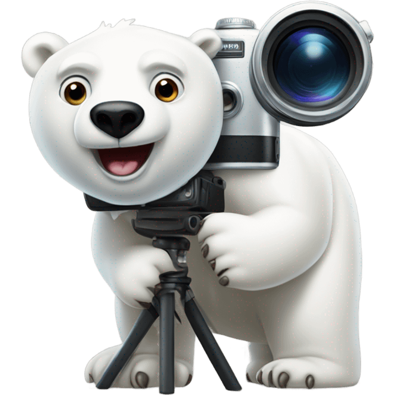 Polar bear with a camera and long lense emoji