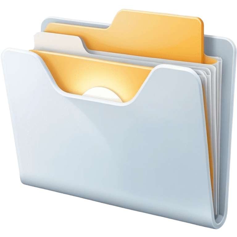 A modern, minimalist flat-style illustration of an open folder with a soft, glowing light emanating from inside.  emoji