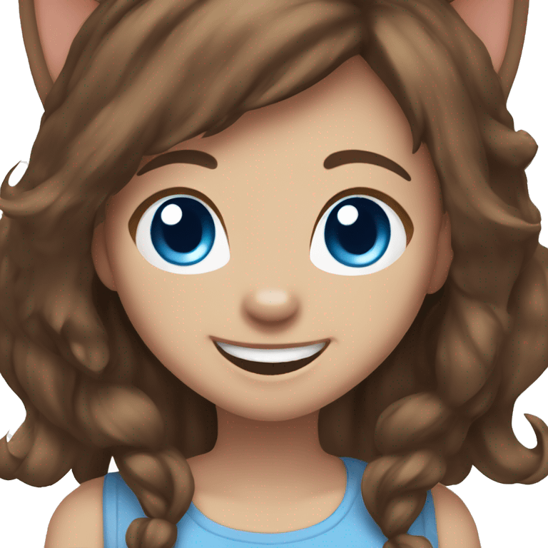 Laughing girl emoji brown hair blue eyes cat ears emoji