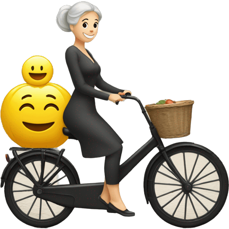 geef een emoji van een bakfiets met vrouw emoji