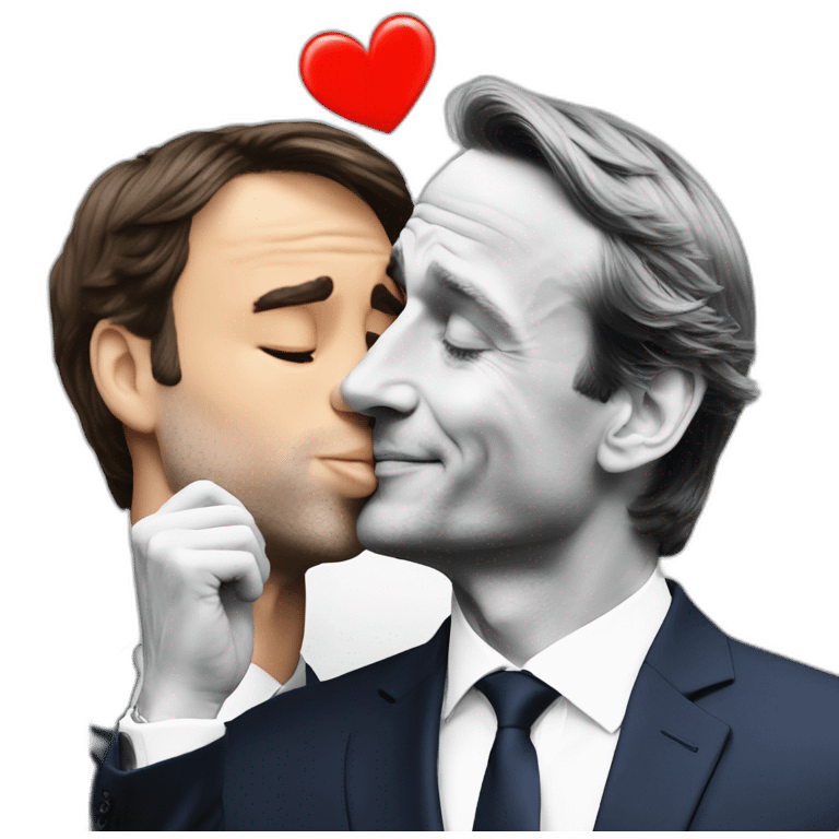 Emmanuel Macron kissing Justin Trudeau emoji