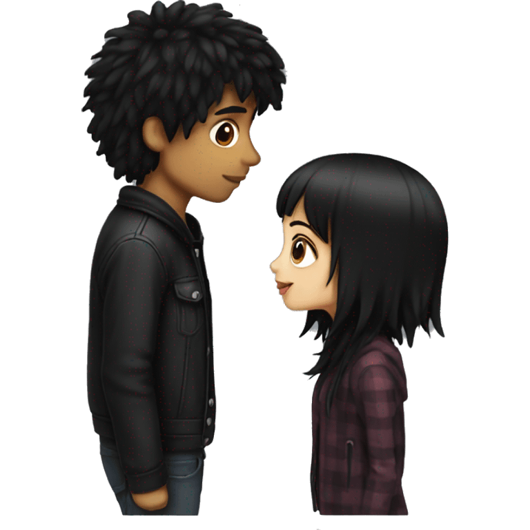 Black haired emo couple kissing  emoji