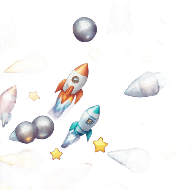 rocket ship with disco ball style outer and sparkles  emoji