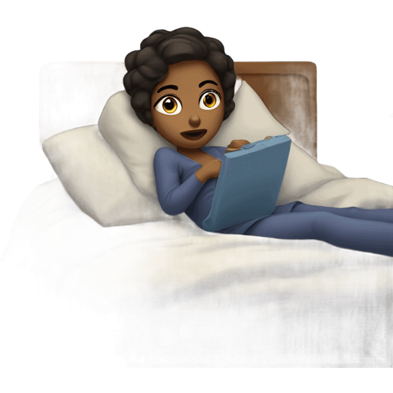 Girl in bed watching tv emoji