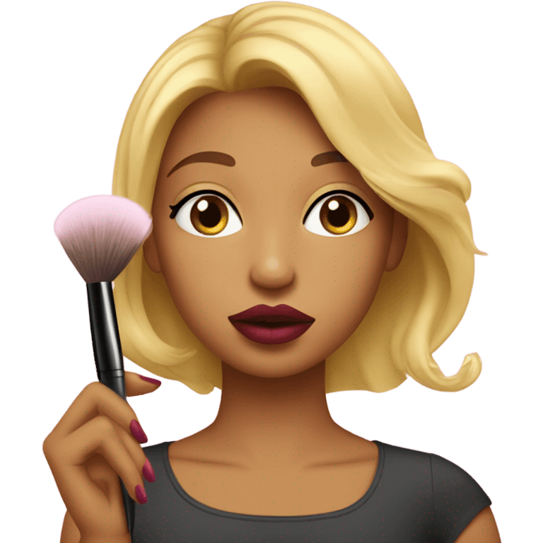 Girl putting on lipstick emoji