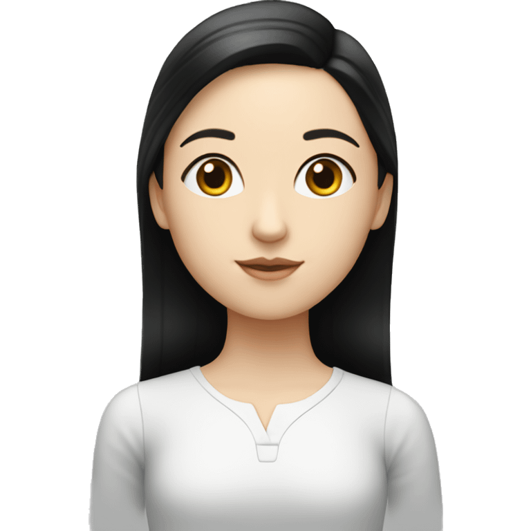 A white girl with straight black hair revising for her French A-levels emoji