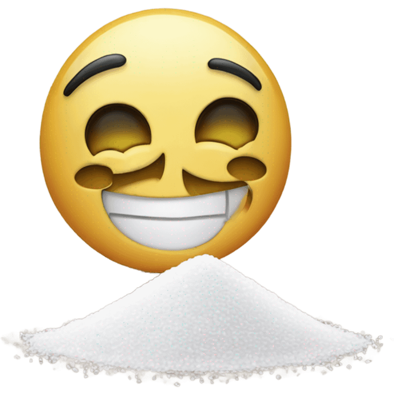 happy emoji with a pile of salt emoji