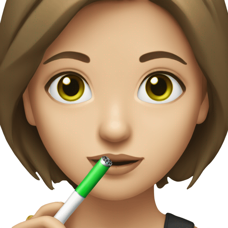 girl with brown hair and green eyes with electric cigarette emoji