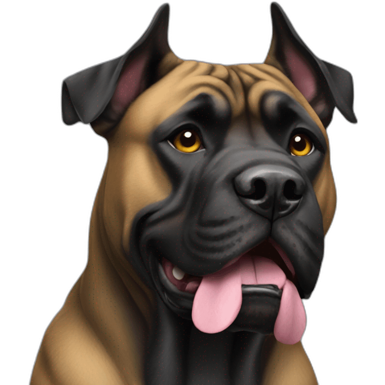 presa canario black dog with cropped ears emoji