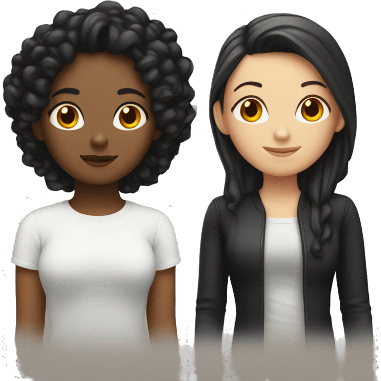 white lesbian couple one with black hair and one with red hair emoji