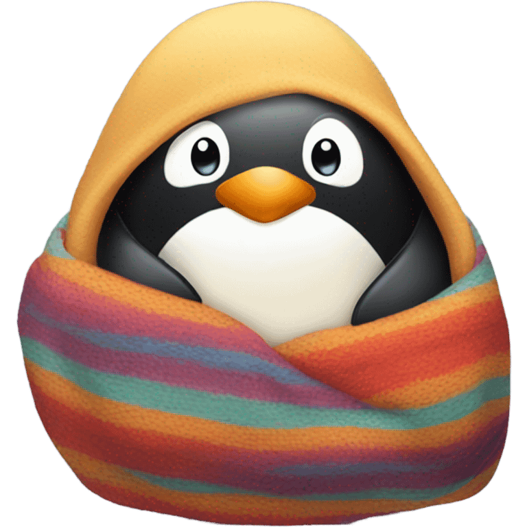 penguin in a blanket emoji