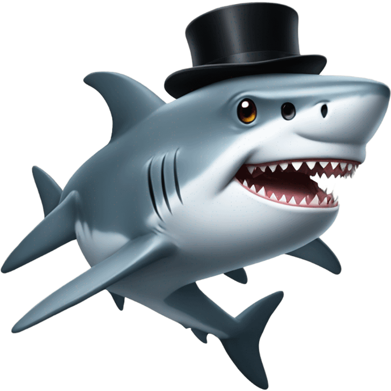 Shark with a top hat emoji