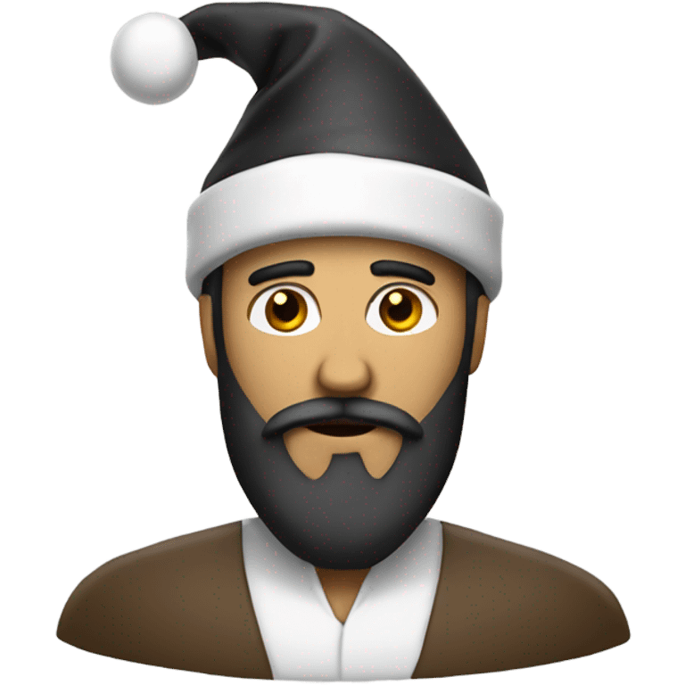 Christmas hat man with black beard emoji