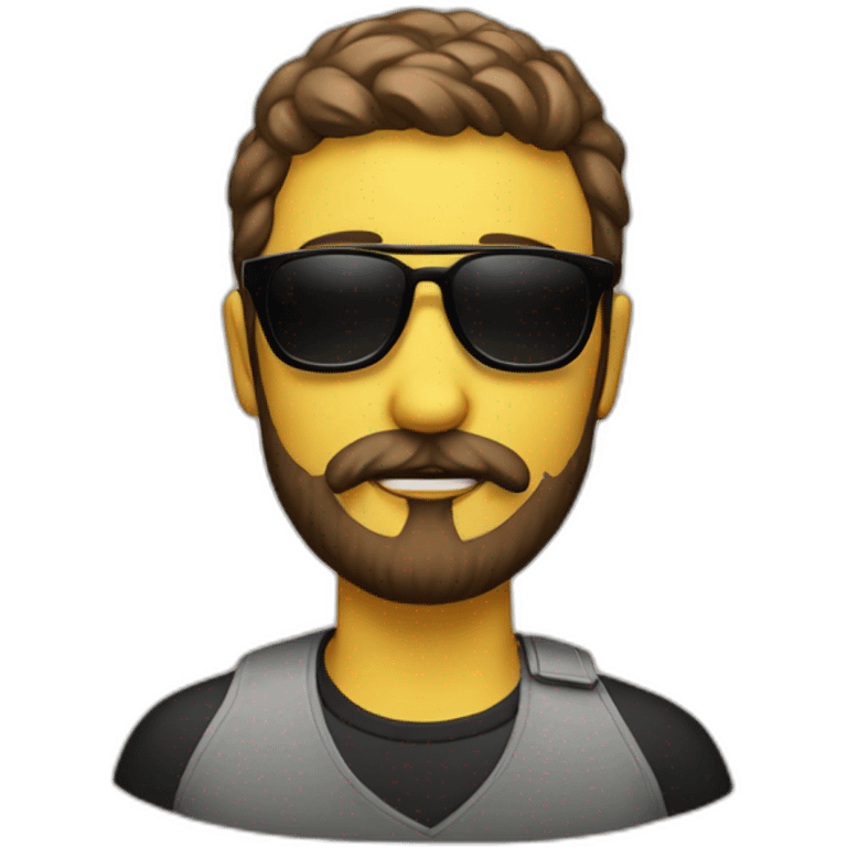 Emoji with Black sunglasses and beard emoji