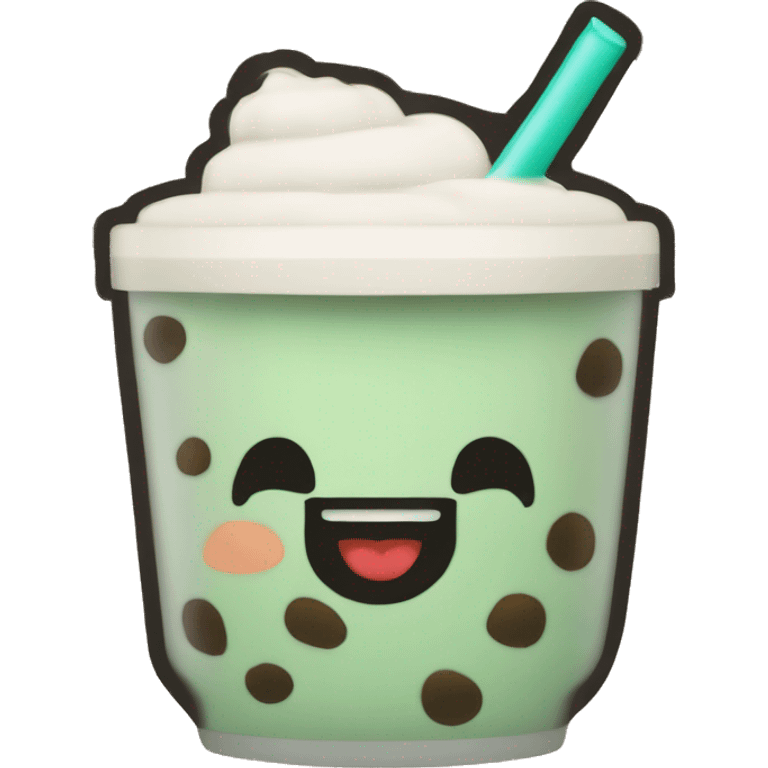 Smile face with boba tea emoji