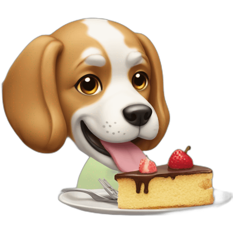 a dog eating a cake emoji