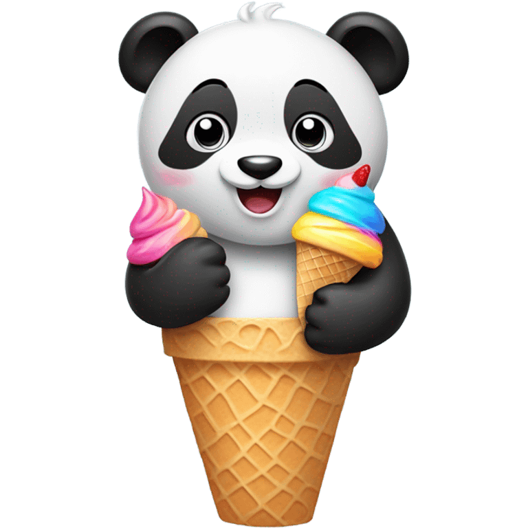 Panda eating ice cream emoji