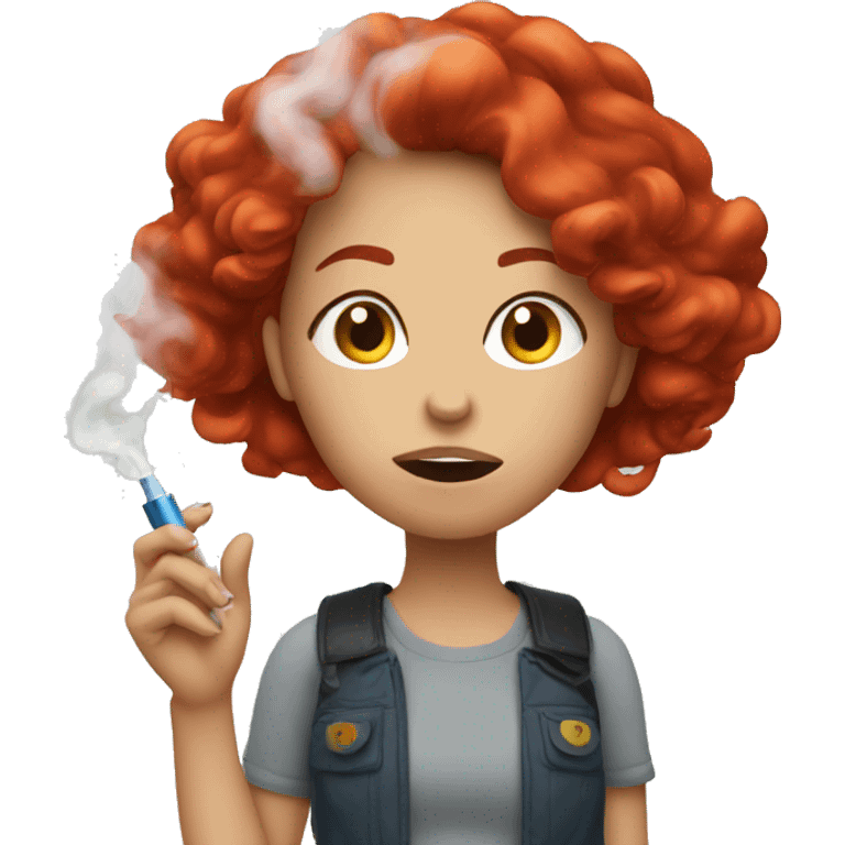 Girl red Hair vaping  emoji