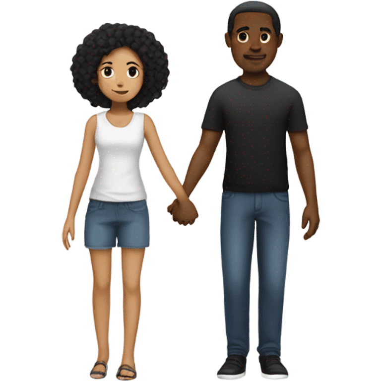 Black man holding hands with mixed girl  emoji