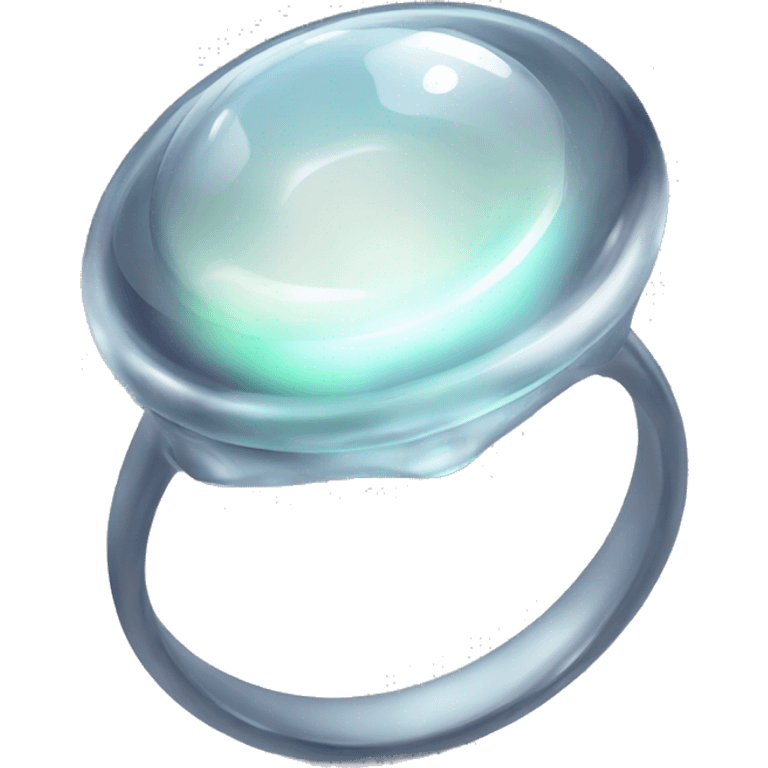 glass amorphous ring, transparent ring, white ring with a gemstone inside emoji